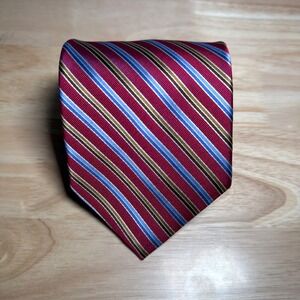 Brooks Brothers Necktie Mens OS Blue Gold Repp Striped 100% Silk Stain Resistant